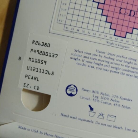 NEW DS Vintage Hanes Too! Control Top Pantyhose Style 137 Pearl (5) - Picture 7 of 7